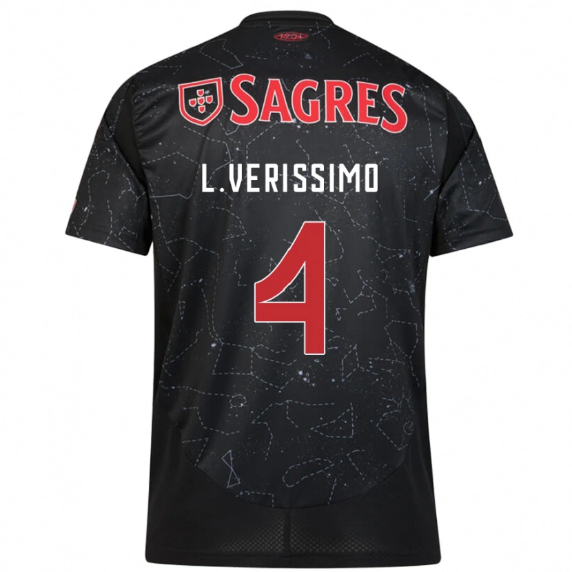Danxen Kvinder Lucas Verissimo #4 Sort Rød Udebane Spillertrøjer 2024/25 Trøje T-Shirt
