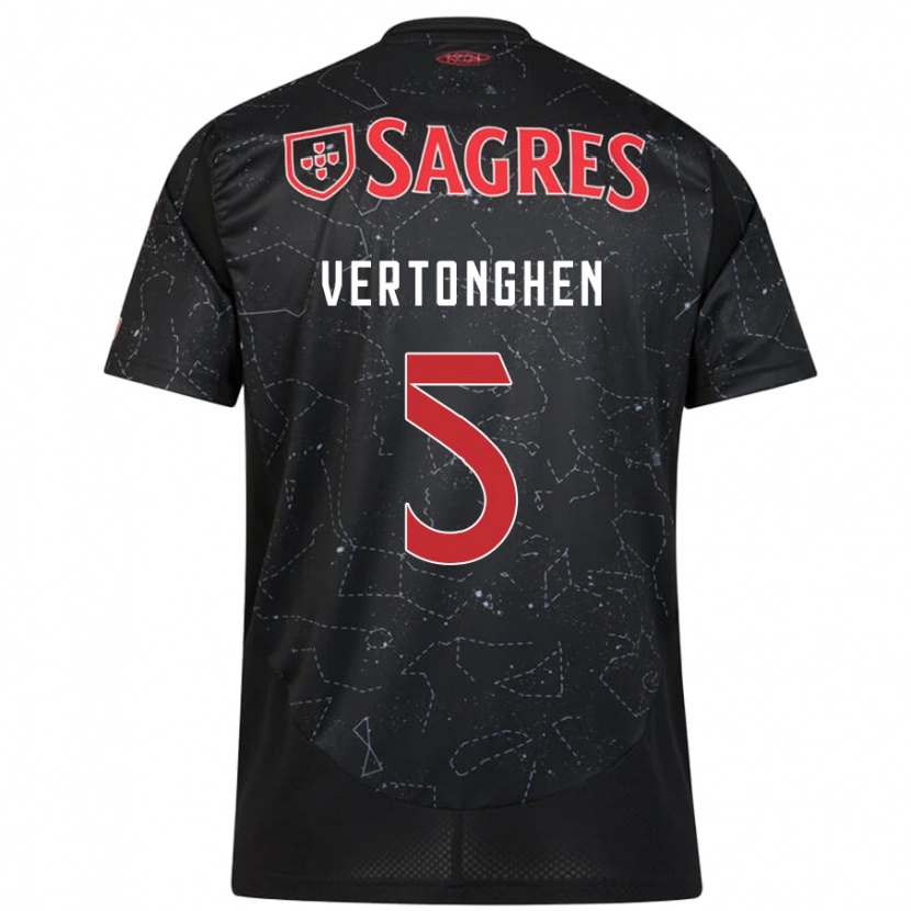 Danxen Kvinder Jan Vertonghen #5 Sort Rød Udebane Spillertrøjer 2024/25 Trøje T-Shirt