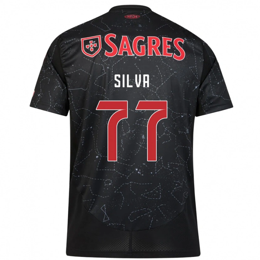 Danxen Kvinder Jessica Silva #77 Sort Rød Udebane Spillertrøjer 2024/25 Trøje T-Shirt