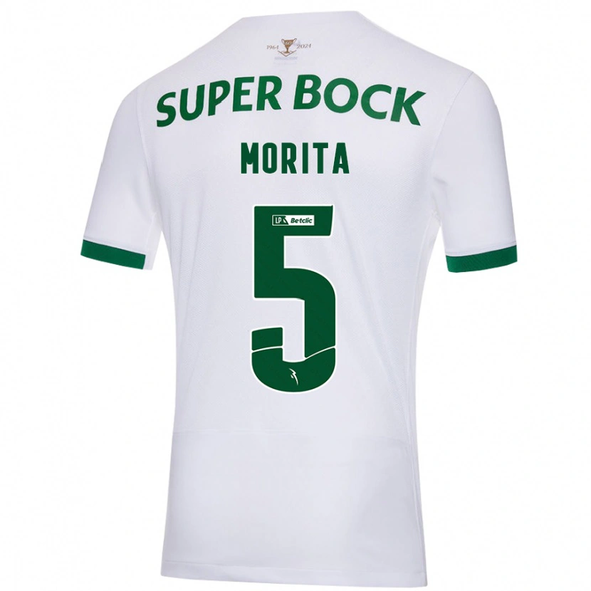Danxen Kvinder Hidemasa Morita #5 Hvid Grøn Udebane Spillertrøjer 2024/25 Trøje T-Shirt