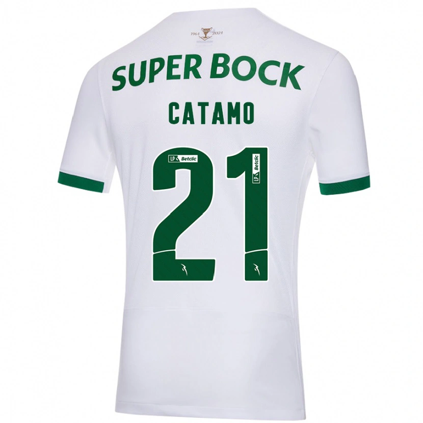 Danxen Kvinder Geny Catamo #21 Hvid Grøn Udebane Spillertrøjer 2024/25 Trøje T-Shirt