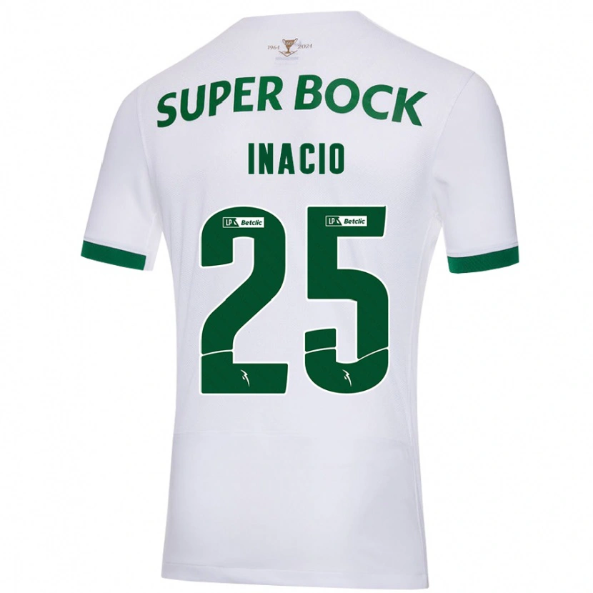Danxen Kvinder Gonçalo Inácio #25 Hvid Grøn Udebane Spillertrøjer 2024/25 Trøje T-Shirt