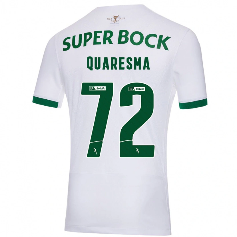 Danxen Kvinder Eduardo Quaresma #72 Hvid Grøn Udebane Spillertrøjer 2024/25 Trøje T-Shirt