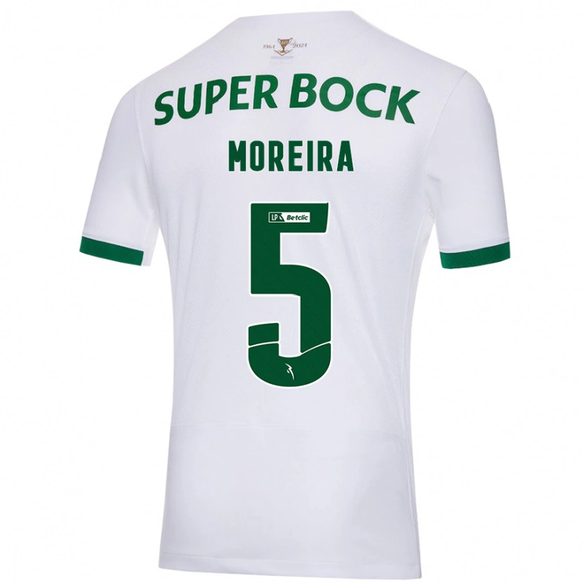 Danxen Kvinder David Moreira #5 Hvid Grøn Udebane Spillertrøjer 2024/25 Trøje T-Shirt