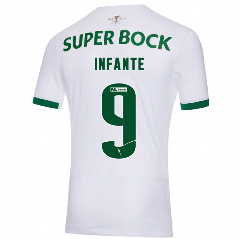 Danxen Kvinder João Infante #9 Hvid Grøn Udebane Spillertrøjer 2024/25 Trøje T-Shirt