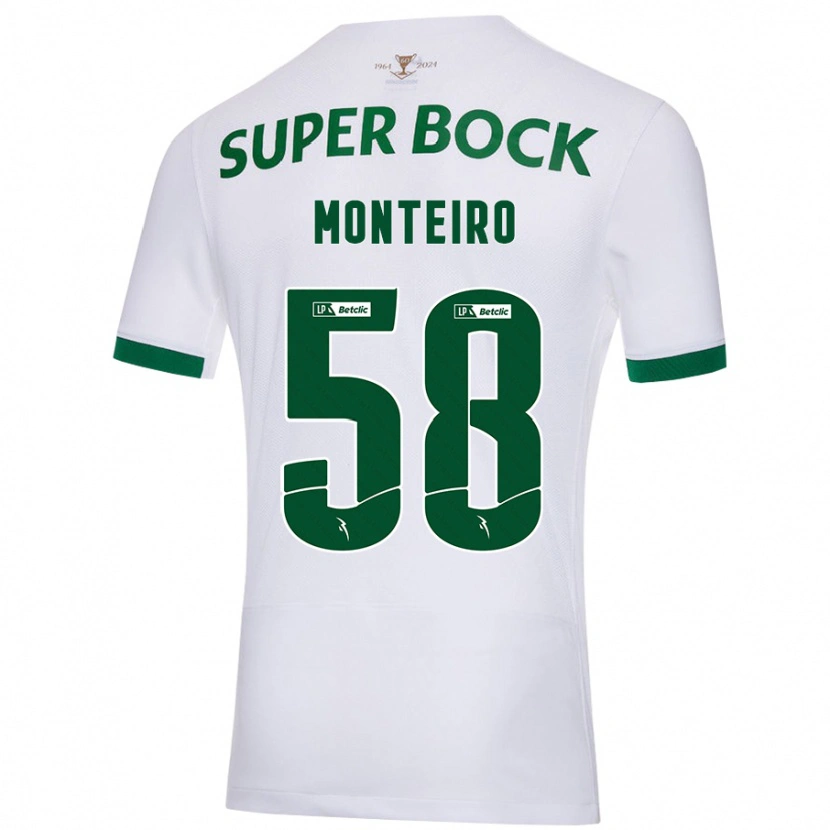 Danxen Kvinder David Monteiro #58 Hvid Grøn Udebane Spillertrøjer 2024/25 Trøje T-Shirt