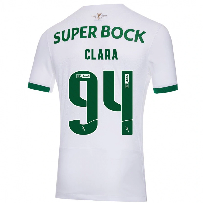 Danxen Kvinder Diogo Clara #94 Hvid Grøn Udebane Spillertrøjer 2024/25 Trøje T-Shirt