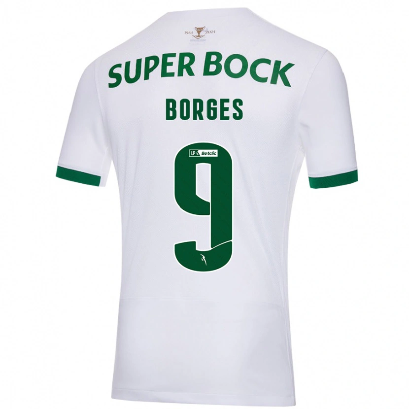 Danxen Kvinder Ana Borges #9 Hvid Grøn Udebane Spillertrøjer 2024/25 Trøje T-Shirt