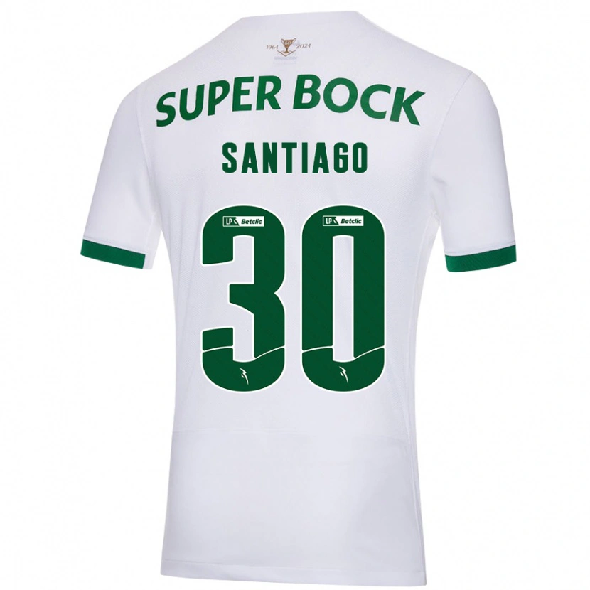 Danxen Kvinder Carolina Santiago #30 Hvid Grøn Udebane Spillertrøjer 2024/25 Trøje T-Shirt