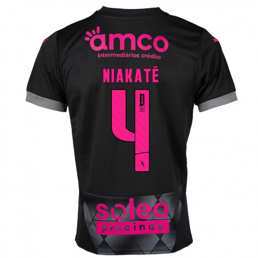 Danxen Kvinder Sikou Niakaté #4 Sort Pink Udebane Spillertrøjer 2024/25 Trøje T-Shirt
