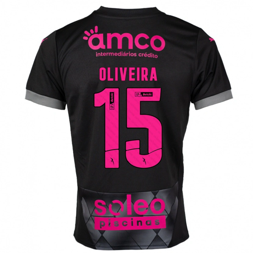 Danxen Kvinder Paulo Oliveira #15 Sort Pink Udebane Spillertrøjer 2024/25 Trøje T-Shirt