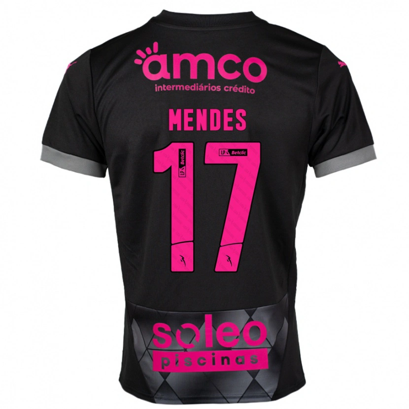 Danxen Kvinder Joe Mendes #17 Sort Pink Udebane Spillertrøjer 2024/25 Trøje T-Shirt