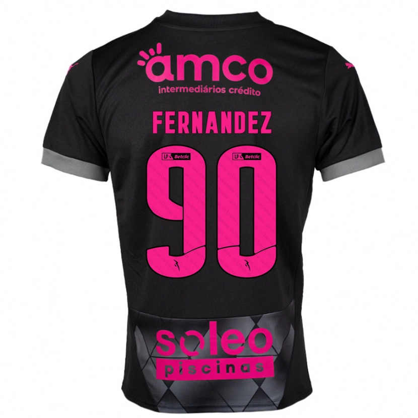 Danxen Kvinder Roberto Fernández #90 Sort Pink Udebane Spillertrøjer 2024/25 Trøje T-Shirt