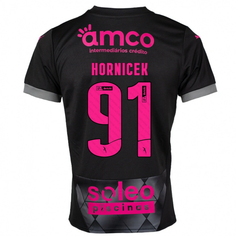 Danxen Kvinder Lukas Hornicek #91 Sort Pink Udebane Spillertrøjer 2024/25 Trøje T-Shirt