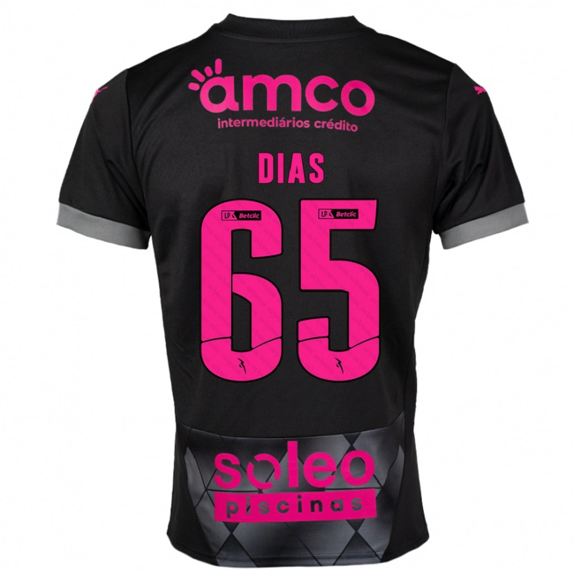 Danxen Kvinder Leandro Dias #65 Sort Pink Udebane Spillertrøjer 2024/25 Trøje T-Shirt