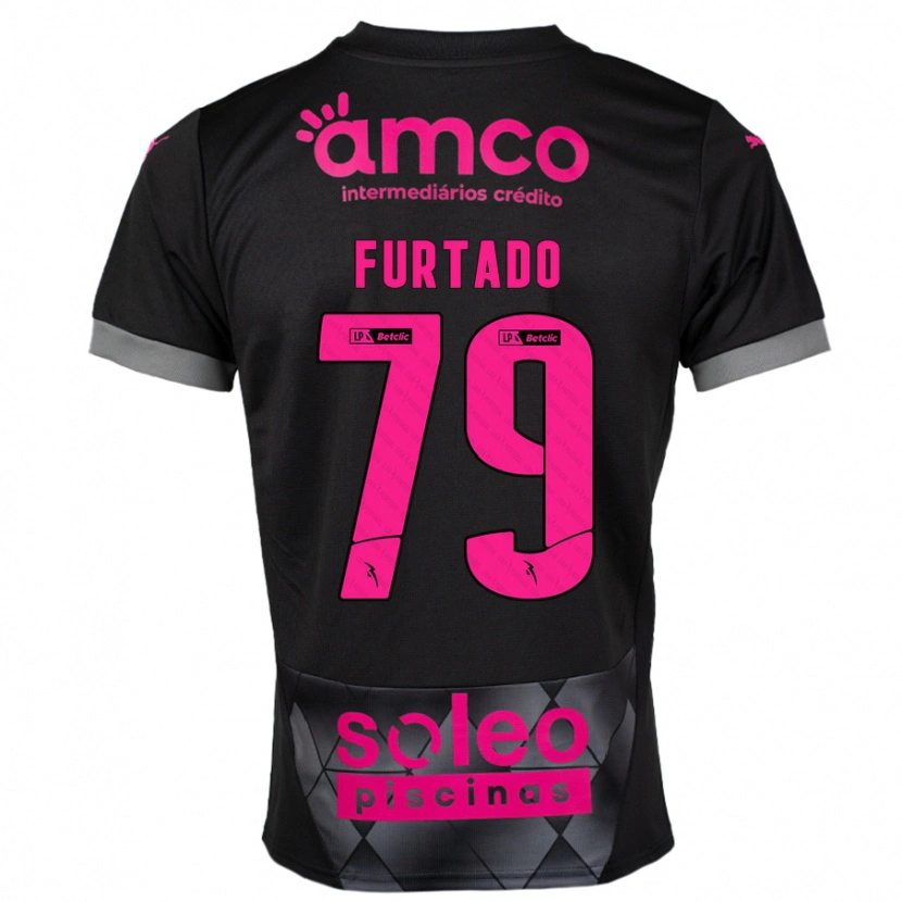 Danxen Kvinder Rúben Furtado #79 Sort Pink Udebane Spillertrøjer 2024/25 Trøje T-Shirt