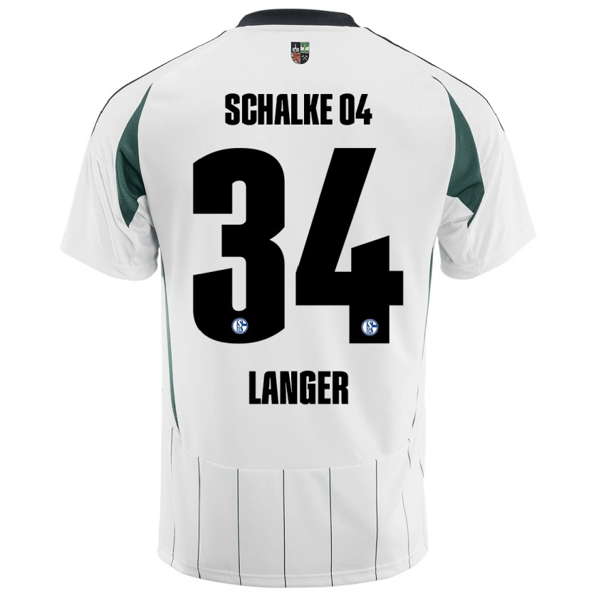 Danxen Kvinder Michael Langer #34 Hvid Grøn Udebane Spillertrøjer 2024/25 Trøje T-Shirt