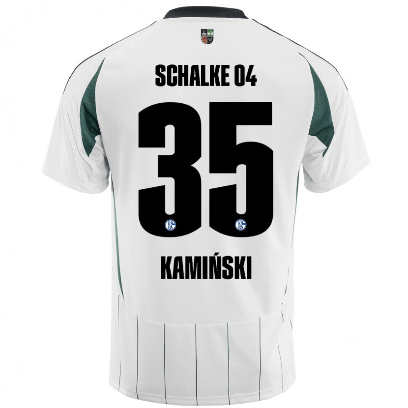 Danxen Kvinder Marcin Kaminski #35 Hvid Grøn Udebane Spillertrøjer 2024/25 Trøje T-Shirt