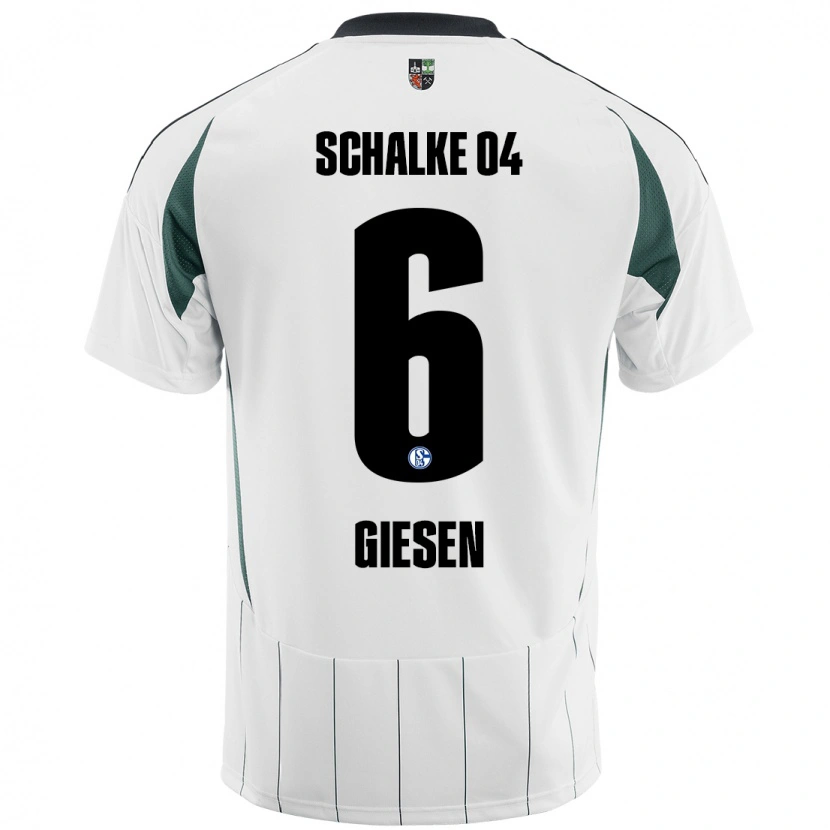 Danxen Kvinder Tim Giesen #6 Hvid Grøn Udebane Spillertrøjer 2024/25 Trøje T-Shirt