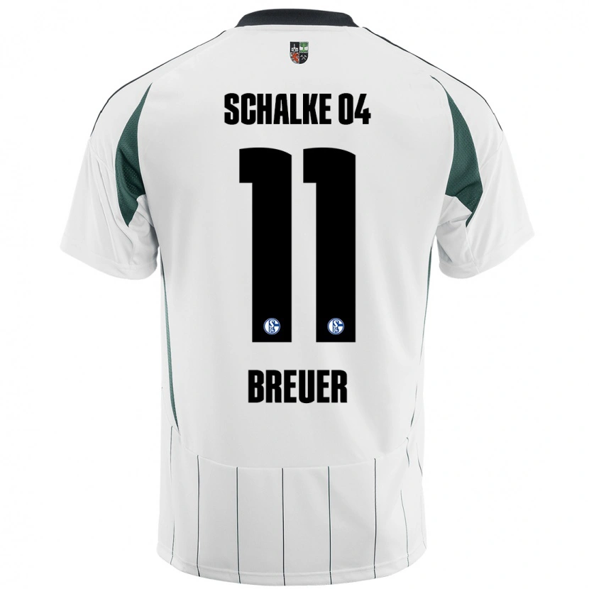 Danxen Kvinder Simon Breuer #11 Hvid Grøn Udebane Spillertrøjer 2024/25 Trøje T-Shirt