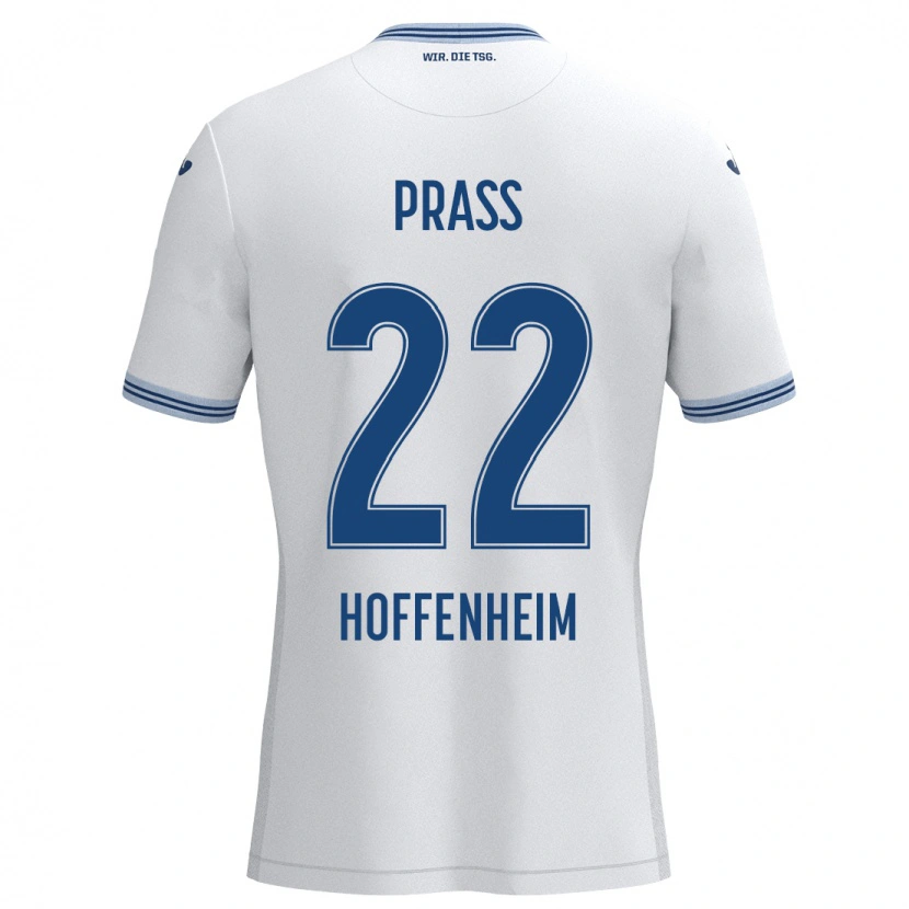 Danxen Kvinder Alexander Prass #22 Hvid Blå Udebane Spillertrøjer 2024/25 Trøje T-Shirt