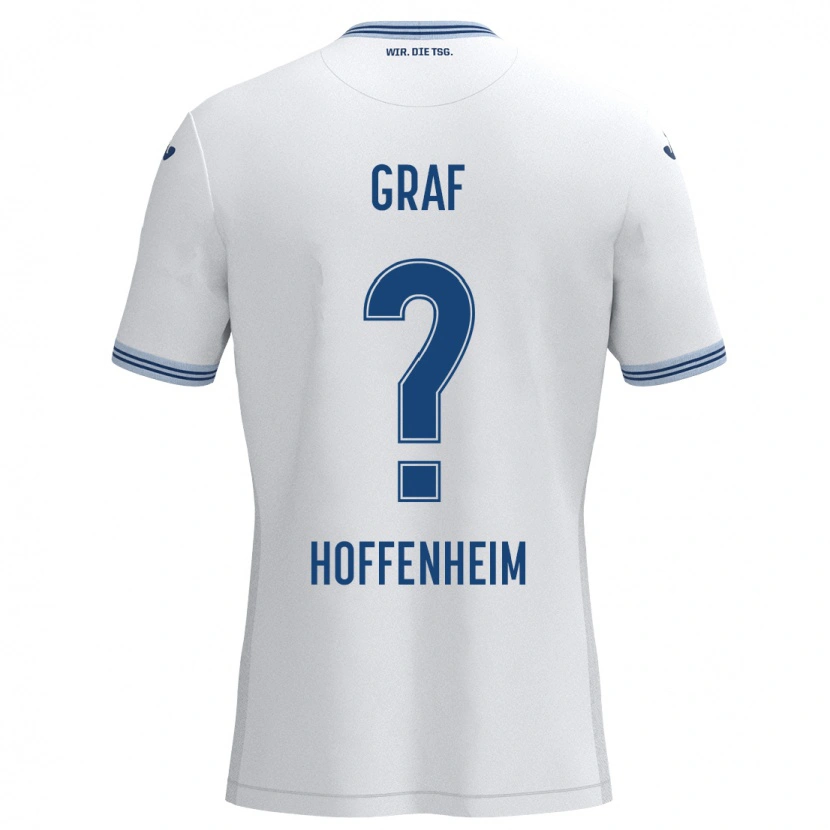 Danxen Kvinder Julian Graf #0 Hvid Blå Udebane Spillertrøjer 2024/25 Trøje T-Shirt