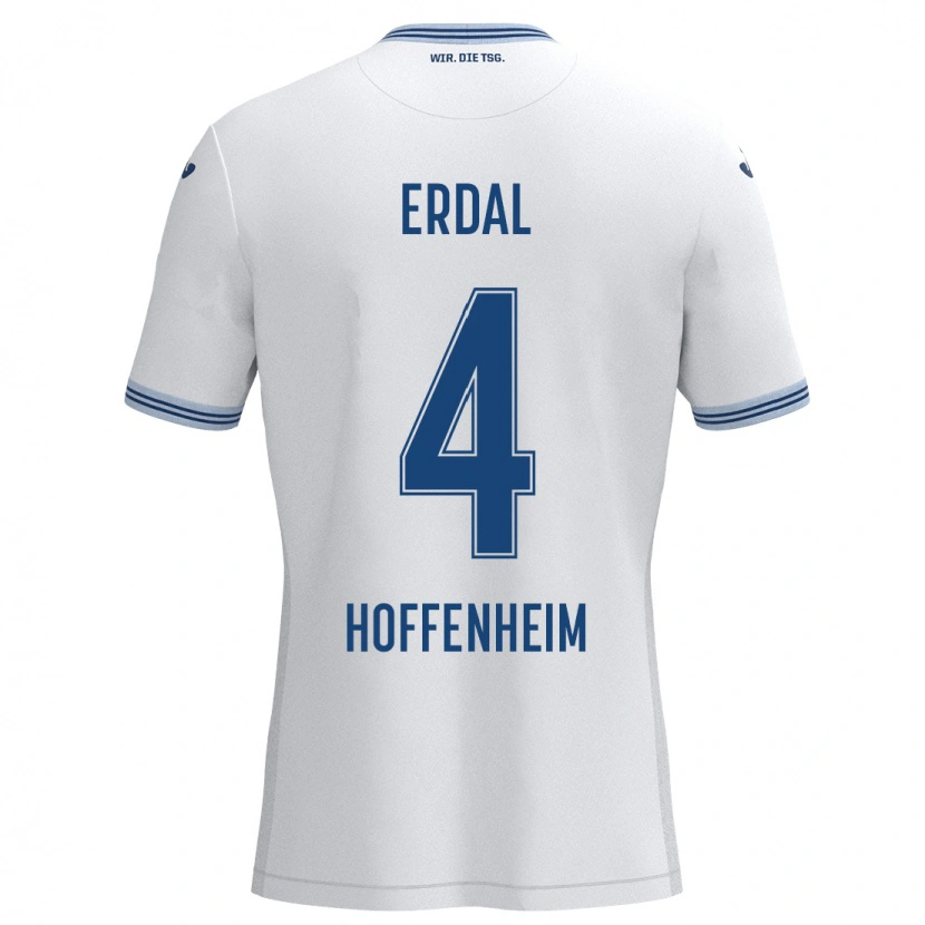 Danxen Kvinder İzzet Erdal #4 Hvid Blå Udebane Spillertrøjer 2024/25 Trøje T-Shirt