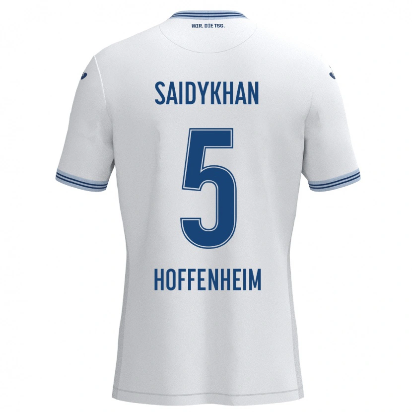 Danxen Kvinder Ibrahim Saidykhan #5 Hvid Blå Udebane Spillertrøjer 2024/25 Trøje T-Shirt