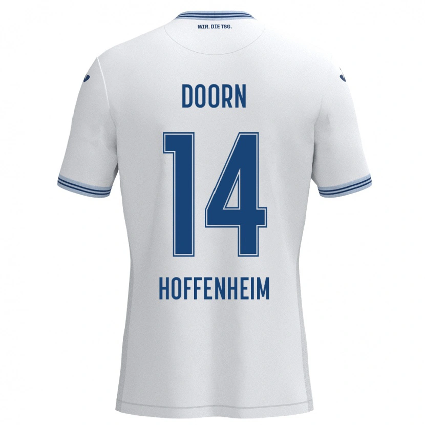 Danxen Kvinder Lisa Doorn #14 Hvid Blå Udebane Spillertrøjer 2024/25 Trøje T-Shirt