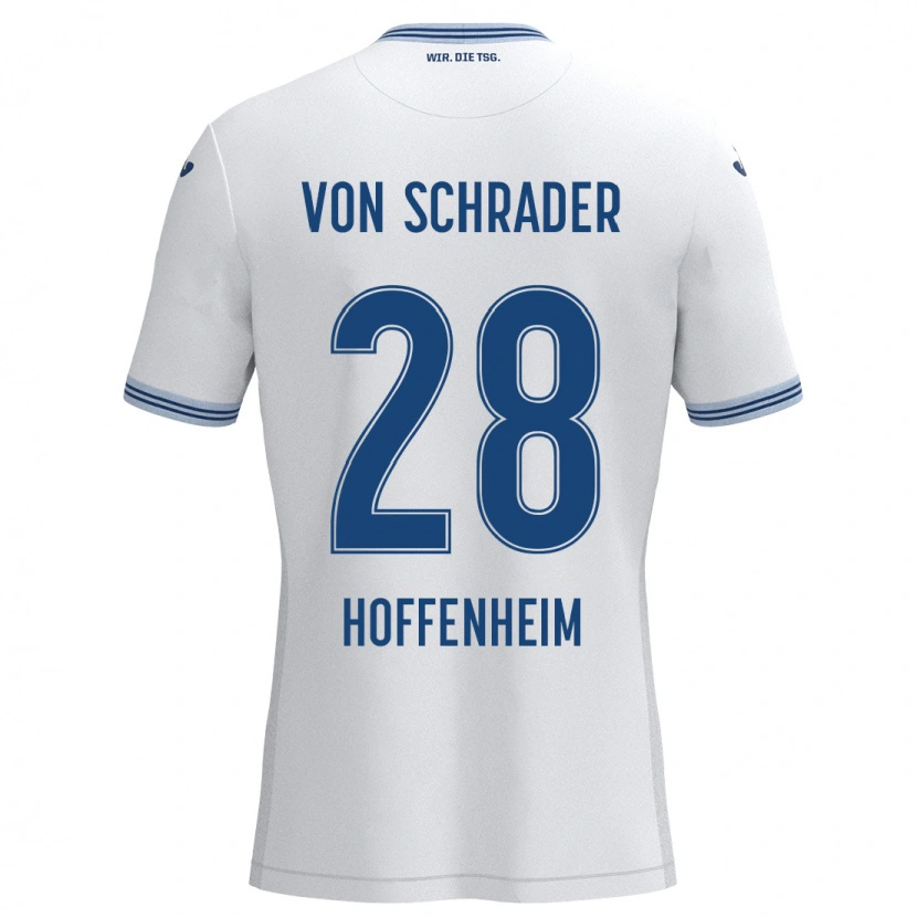 Danxen Kvinder Lina Von Schrader #28 Hvid Blå Udebane Spillertrøjer 2024/25 Trøje T-Shirt