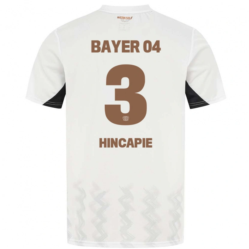 Danxen Kvinder Piero Hincapié #3 Hvid Sort Udebane Spillertrøjer 2024/25 Trøje T-Shirt