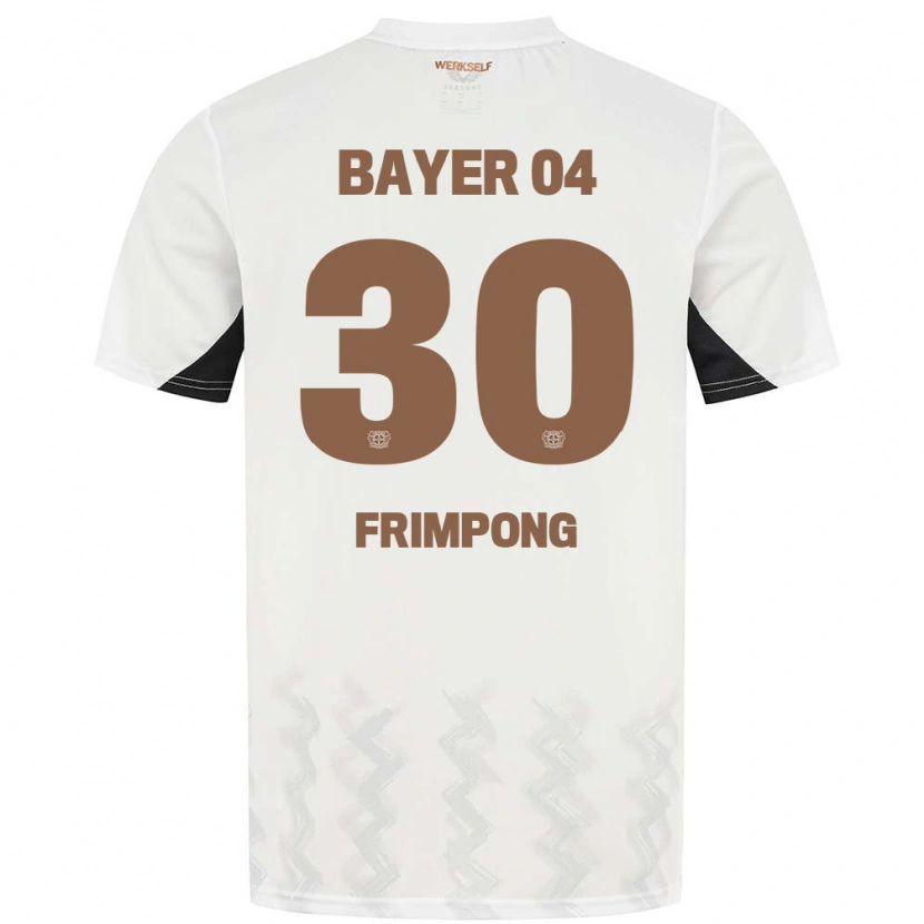 Danxen Kvinder Jeremie Frimpong #30 Hvid Sort Udebane Spillertrøjer 2024/25 Trøje T-Shirt