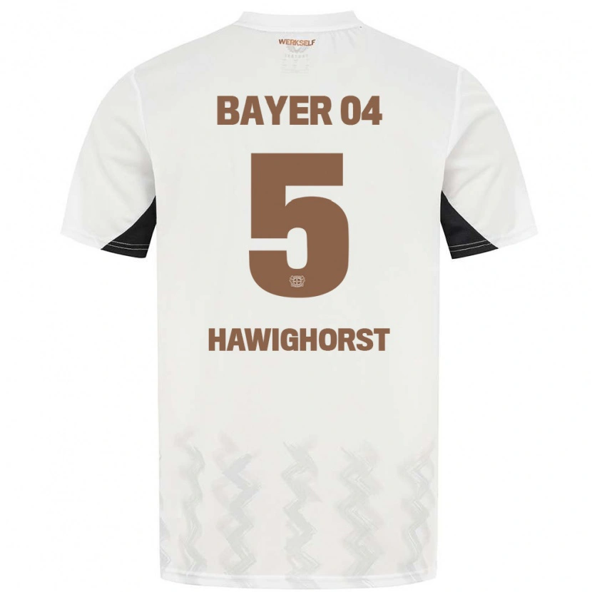 Danxen Kvinder Ben Hawighorst #5 Hvid Sort Udebane Spillertrøjer 2024/25 Trøje T-Shirt