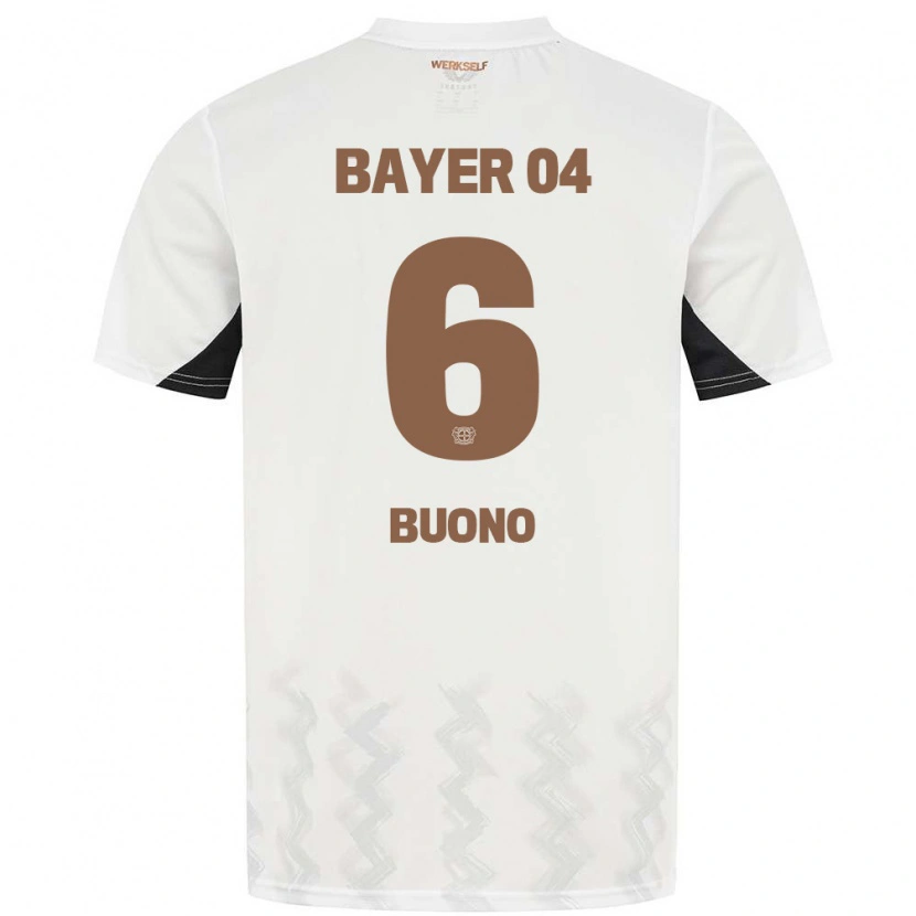 Danxen Kvinder Francesco Buono #6 Hvid Sort Udebane Spillertrøjer 2024/25 Trøje T-Shirt