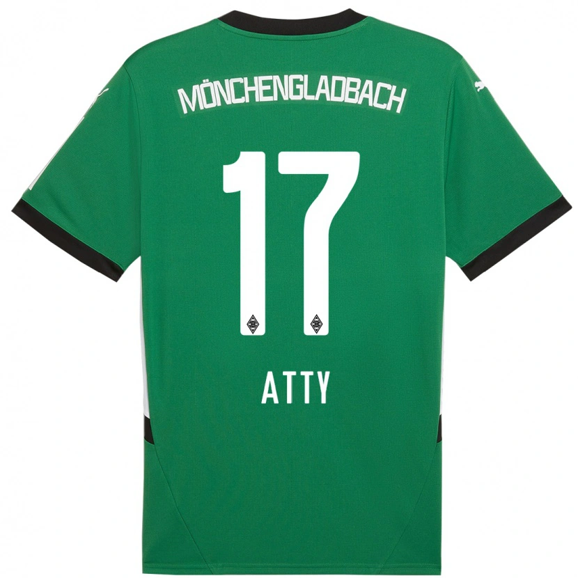 Danxen Kvinder Yassir Atty #17 Grøn Hvid Udebane Spillertrøjer 2024/25 Trøje T-Shirt