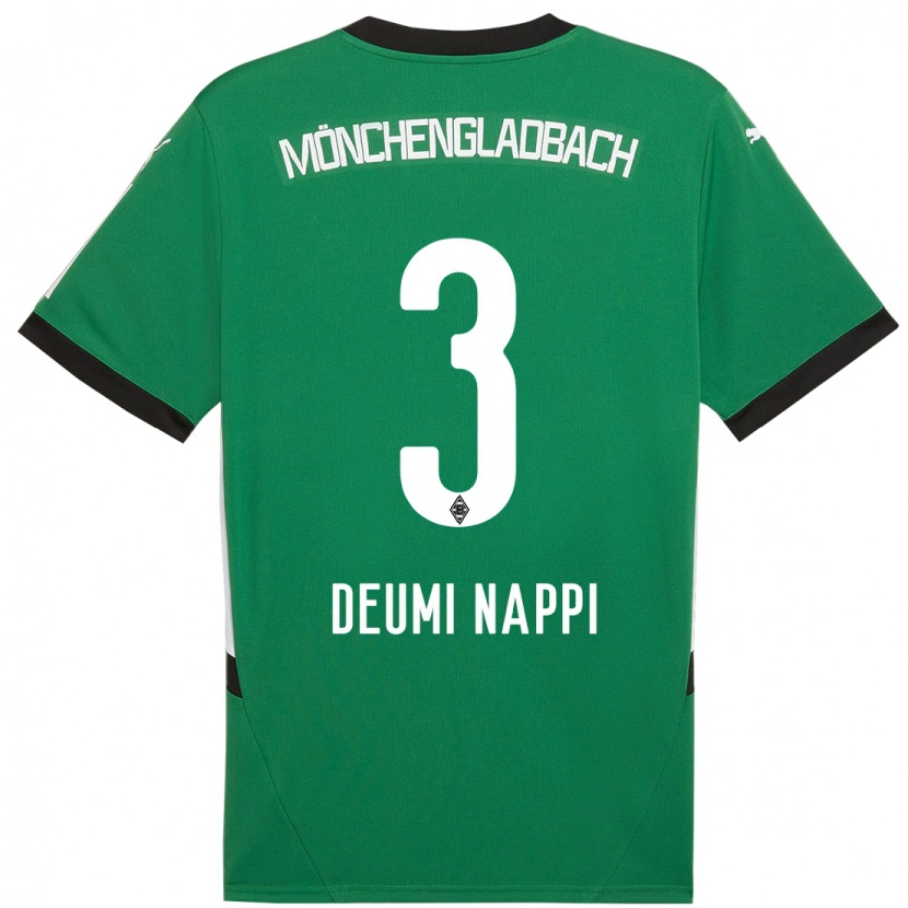 Danxen Kvinder Dimitrie Deumi Nappi #3 Grøn Hvid Udebane Spillertrøjer 2024/25 Trøje T-Shirt