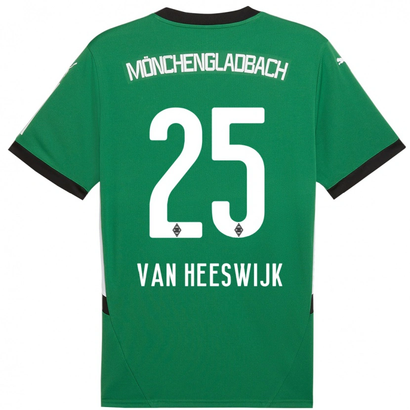 Danxen Kvinder Amber Van Heeswijk #25 Grøn Hvid Udebane Spillertrøjer 2024/25 Trøje T-Shirt