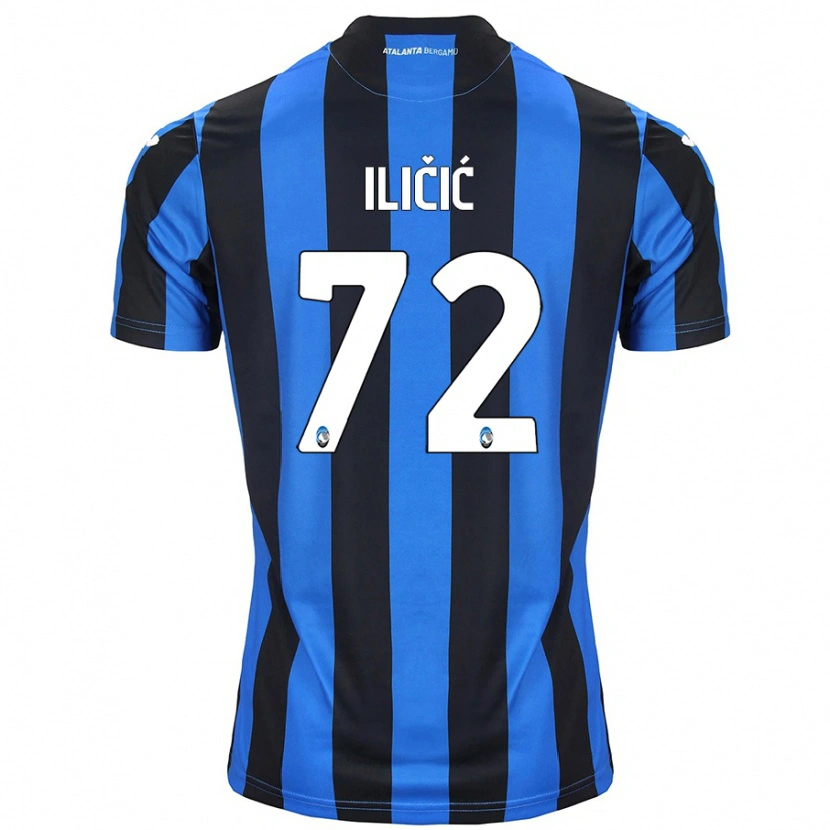 Danxen Børn Josip Ilicic #72 Blå Sort Hjemmebane Spillertrøjer 2024/25 Trøje T-Shirt