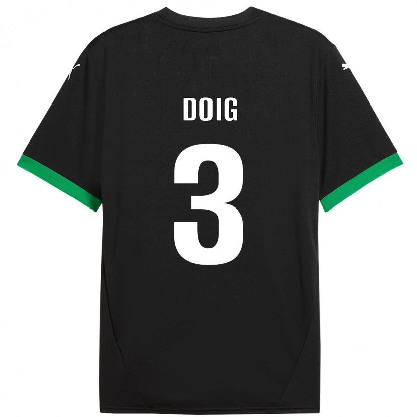 Danxen Børn Josh Doig #3 Sort Mørkegrøn Hjemmebane Spillertrøjer 2024/25 Trøje T-Shirt