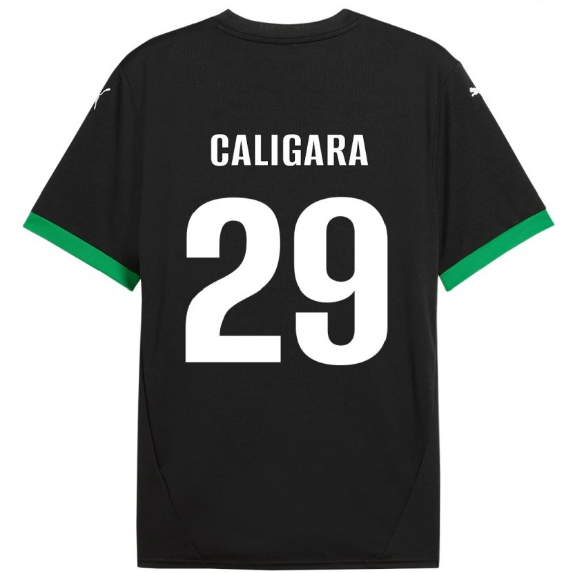 Danxen Børn Fabrizio Caligara #29 Sort Mørkegrøn Hjemmebane Spillertrøjer 2024/25 Trøje T-Shirt