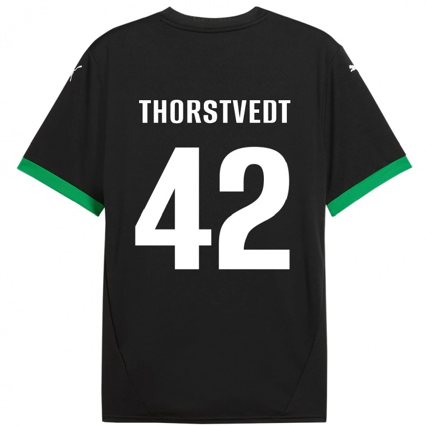 Danxen Børn Kristian Thorstvedt #42 Sort Mørkegrøn Hjemmebane Spillertrøjer 2024/25 Trøje T-Shirt