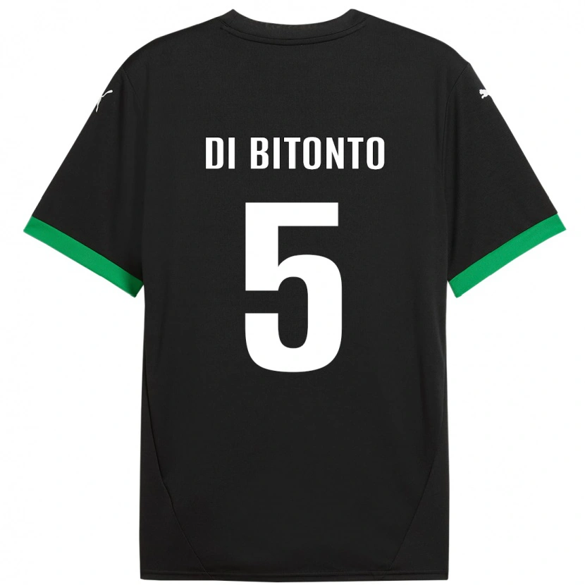 Danxen Børn Alessandro Di Bitonto #5 Sort Mørkegrøn Hjemmebane Spillertrøjer 2024/25 Trøje T-Shirt