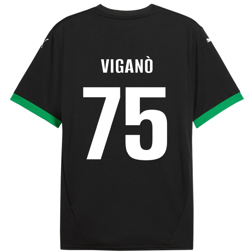Danxen Børn Lorenzo Viganò #75 Sort Mørkegrøn Hjemmebane Spillertrøjer 2024/25 Trøje T-Shirt