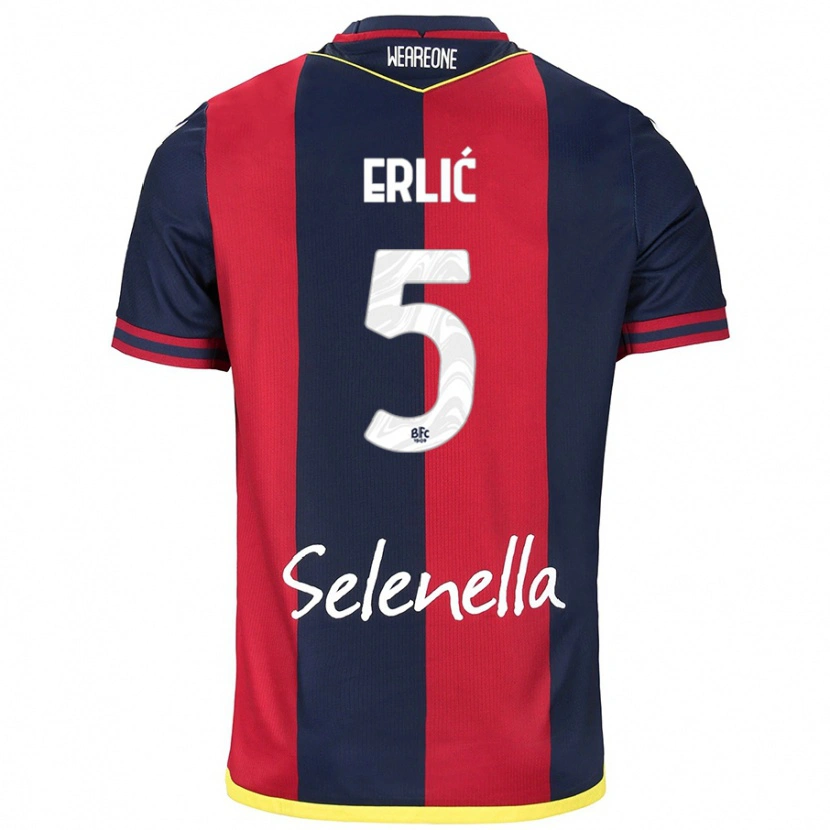 Danxen Børn Martin Erlić #5 Rød Kongeblå Hjemmebane Spillertrøjer 2024/25 Trøje T-Shirt