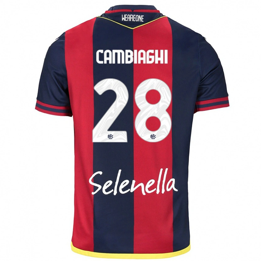 Danxen Børn Nicolò Cambiaghi #28 Rød Kongeblå Hjemmebane Spillertrøjer 2024/25 Trøje T-Shirt