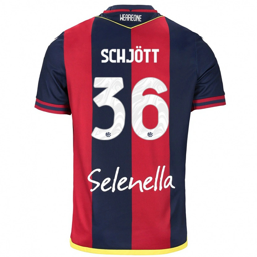 Danxen Børn Gustav Schjött #36 Rød Kongeblå Hjemmebane Spillertrøjer 2024/25 Trøje T-Shirt