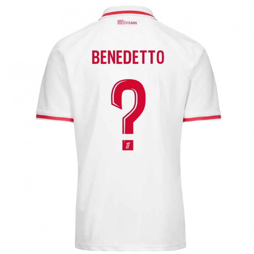 Danxen Børn Antéo Benedetto #0 Hvid Rød Hjemmebane Spillertrøjer 2024/25 Trøje T-Shirt