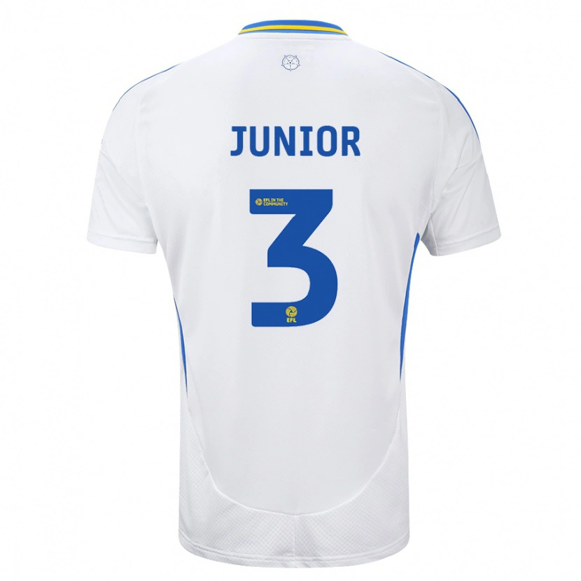 Danxen Børn Junior Firpo #3 Hvid Blå Hjemmebane Spillertrøjer 2024/25 Trøje T-Shirt