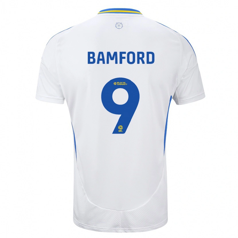 Danxen Børn Patrick Bamford #9 Hvid Blå Hjemmebane Spillertrøjer 2024/25 Trøje T-Shirt