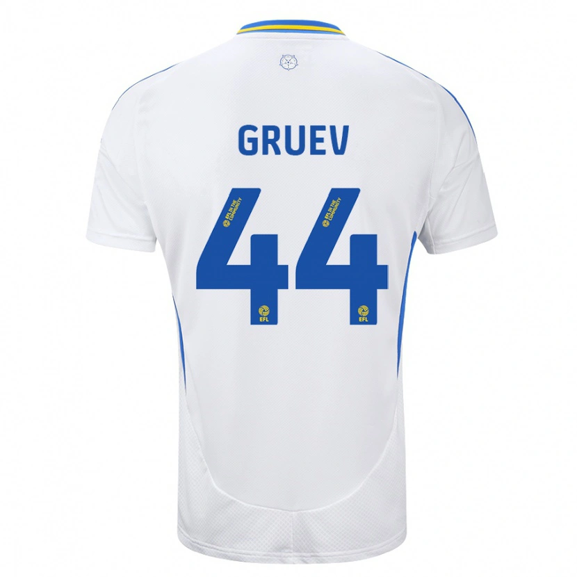 Danxen Børn Ilia Gruev #44 Hvid Blå Hjemmebane Spillertrøjer 2024/25 Trøje T-Shirt